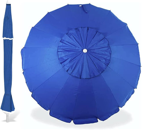 Ombrellone Spiaggia Antivento 16 stecche in fibra di vetro Struttura Alluminio anti UV 240 cm