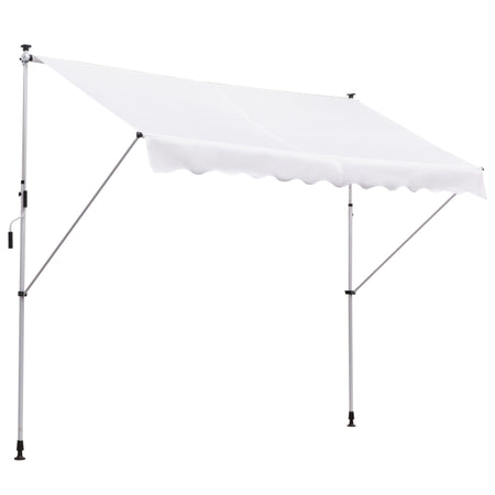 Tenda da Sole a Bracci, con Manovella e Struttura Telescopica, 3x1.5m (Bianco)