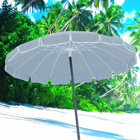 Ombrellone Spiaggia Antivento 16 stecche in fibra di vetro Struttura Alluminio Anti UV 220 Grigio