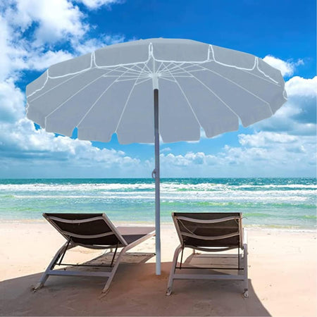 Ombrellone Spiaggia Antivento 16 stecche in fibra di vetro Struttura Alluminio Anti UV 220 Grigio