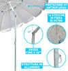 Ombrellone Spiaggia Antivento 16 stecche in fibra di vetro Struttura Alluminio Anti UV 220 Grigio