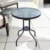 Tavolo Rotondo in Vetro Temperato, da Giardino, Φ60 x 70cm (Nero)