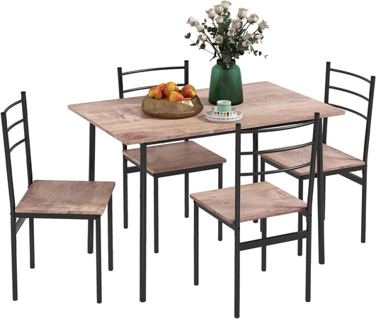 Set Tavolo e Sedie 5pz Salvaspazio Rettangolare 110x70x75 cm e 4 Sedie (Marrone e Nero)