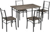 Tavolo Da Pranzo con 4 Sedie, Set 5 Pezzi in MDF e Metallo 110L x 70P x 75Acm