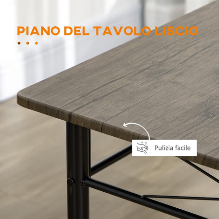 Tavolo Da Pranzo con 4 Sedie, Set 5 Pezzi in MDF e Metallo 110L x 70P x 75Acm