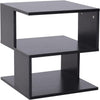 Tavolino da Salotto Basso a 3 Ripiani, In Legno, Moderno Nero, 40x40x43cm