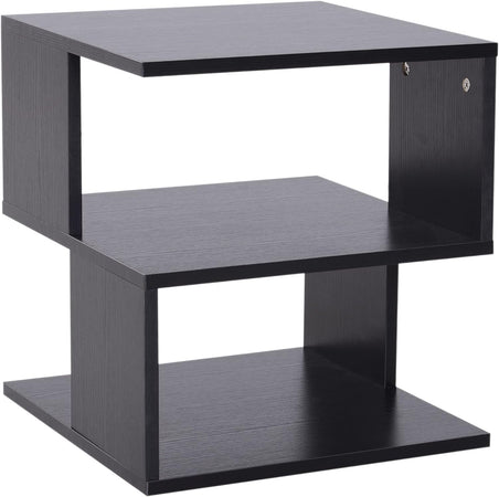 Tavolino da Salotto Basso a 3 Ripiani, In Legno, Moderno Nero, 40x40x43cm