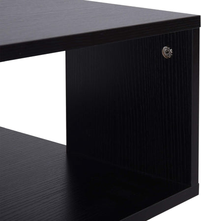 Tavolino da Salotto Basso a 3 Ripiani, In Legno, Moderno Nero, 40x40x43cm