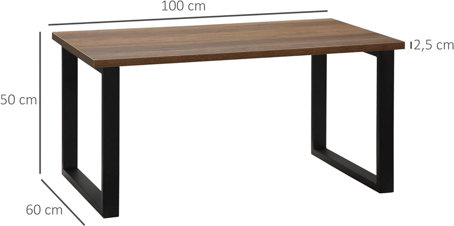 Tavolino da Caffè Stile Industriale in Legno e Acciaio, 100x60x50cm