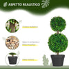 Set da 2 Piante a 2 Sfere Realistico con Vaso incluso, erba, in Cemento, 60 cm, (Verde)