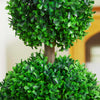 Set da 2 Piante a 2 Sfere Realistico con Vaso incluso, erba, in Cemento, 60 cm, (Verde)