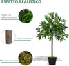 Set di 2 Alberi di Alloro in Vaso di Plastica Altezza 90cm per Interni ed Esterni Verde