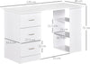 Scrivania Porta PC 3 Cassetti 3Ripiani Camera e Ufficio in Legno 120x49x72cm (Bianco)