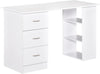 Scrivania Porta PC 3 Cassetti 3Ripiani Camera e Ufficio in Legno 120x49x72cm (Bianco)