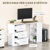 Scrivania Porta PC 3 Cassetti 3Ripiani Camera e Ufficio in Legno 120x49x72cm (Bianco)