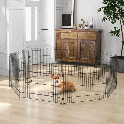 Recinto Gabbia per Animali Domestici in Acciaio Φ180 x 61cm (Nero)