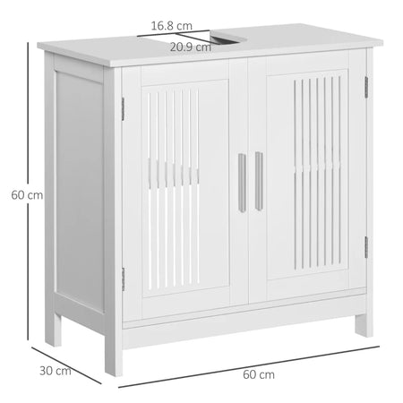 Mobiletto da Bagno Sottolavabo 2 Ante MDF Ripiani Regolabili 60x30x60cm (Bianco)