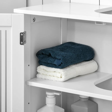 Mobiletto da Bagno Sottolavabo 2 Ante MDF Ripiani Regolabili 60x30x60cm (Bianco)