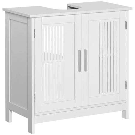 Mobiletto da Bagno Sottolavabo 2 Ante MDF Ripiani Regolabili 60x30x60cm (Bianco)