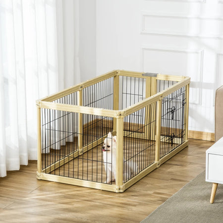 Box per Cani, Recinto 6 Pannelli con Porta e Doppi Fermi, 6 x 70x62cm