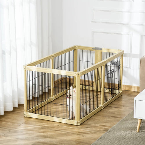 Box per Cani, Recinto 6 Pannelli con Porta e Doppi Fermi, 6 x 70x62cm
