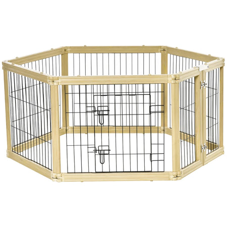 Box per Cani, Recinto 6 Pannelli con Porta e Doppi Fermi, 6 x 70x62cm