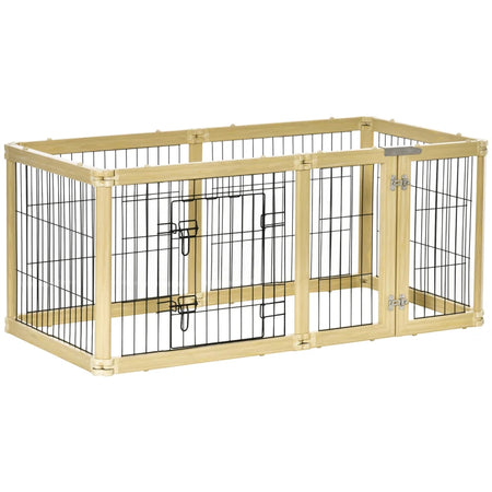 Box per Cani, Recinto 6 Pannelli con Porta e Doppi Fermi, 6 x 70x62cm