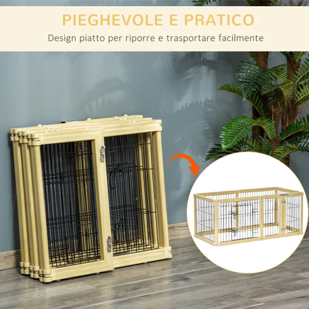 Box per Cani, Recinto 6 Pannelli con Porta e Doppi Fermi, 6 x 70x62cm