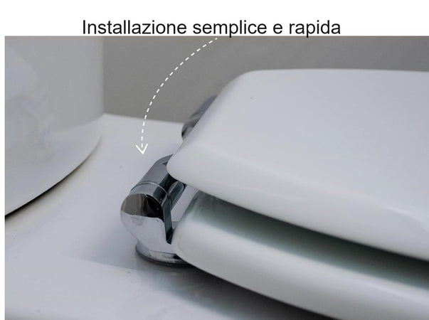 Copri Water Sedile WC Universale MDF Cerniere Metalliche Soft Close Rallentato