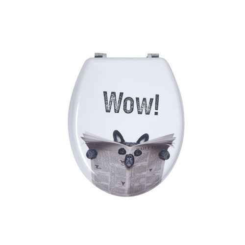 Copri Water Sedile Tavoletta WC Universale Bagno in Legno MDF Decoro Doggywow 44x37.5cm