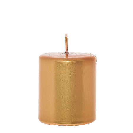 Candela a colonna "Lucida" in cera color Oro metallic da 8 cm