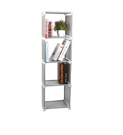 Scaffale Tower 4 Ripiani, Multiuso Salvaspazio in Tnt 32 x 30x h 125 cm Grigio