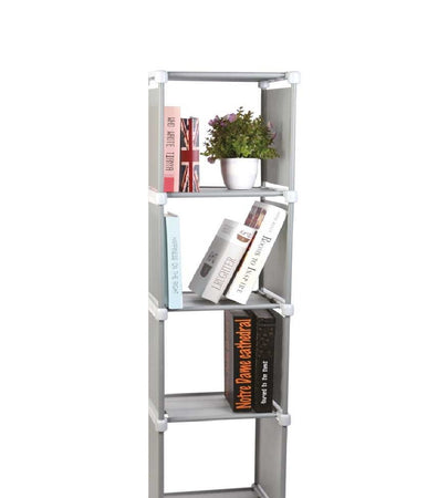 Scaffale Tower 4 Ripiani, Multiuso Salvaspazio in Tnt 32 x 30x h 125 cm Grigio