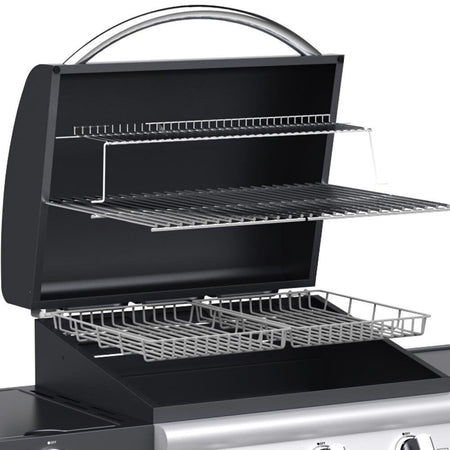 Barbecue a Gas Pietra Lavica 3 Fuochi con Termostato + Fornello e Piano Laterali