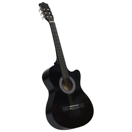 Chitarra Classica Acustica Cutaway Western con 6 Corde Nera 38" in Legno