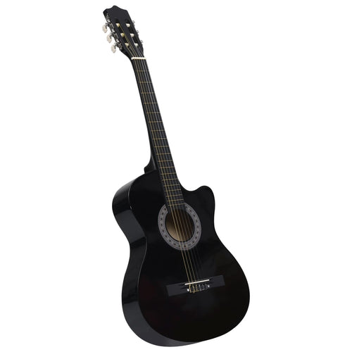 Chitarra Classica Acustica Cutaway Western con 6 Corde Nera 38 in Legno