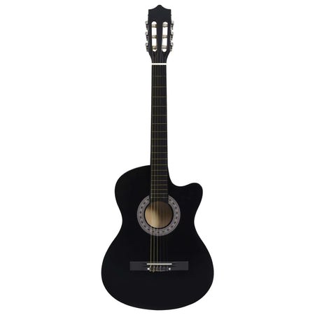 Chitarra Classica Acustica Cutaway Western con 6 Corde Nera 38" in Legno