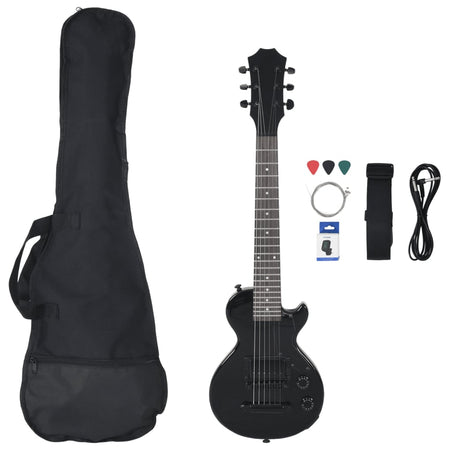 Chitarra Elettrica per Bambini con Custodia e Accessori Nera 3/4 30"