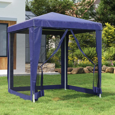 Tenda per Feste con 4 Pareti Laterali in Rete Blu HDPE  2x2 m