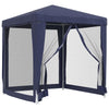 Tenda per Feste con 4 Pareti Laterali in Rete Blu HDPE  2x2 m