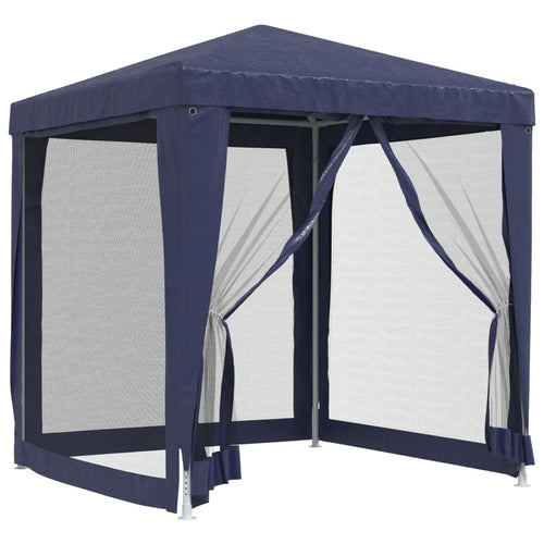 Tenda per Feste con 4 Pareti Laterali in Rete Blu HDPE  2x2 m