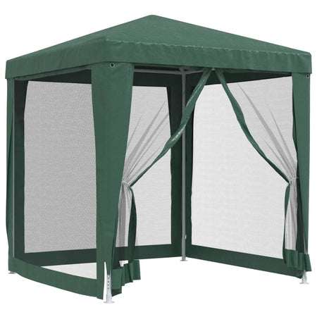 Tenda per Feste con 4 Pareti Laterali in Rete Verde HDPE Telaio in Ferro 2x2 m