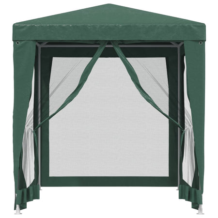 Tenda per Feste con 4 Pareti Laterali in Rete Verde HDPE Telaio in Ferro 2x2 m