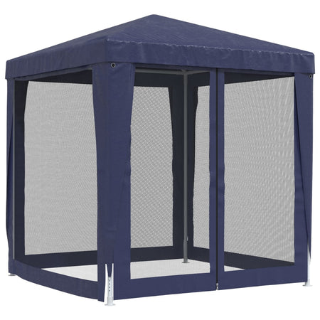 Tenda per Feste con 4 Pareti Laterali in Rete Blu HDPE  2x2 m
