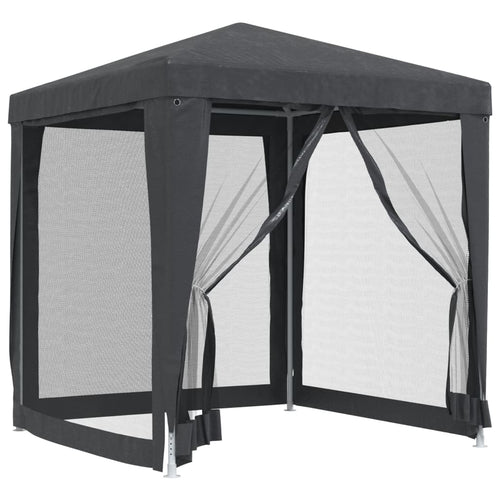 Tenda per Feste con 4 Pareti in Rete Antracite in HDPE Telaio in Ferro 2x2 m