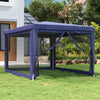Tenda per Feste con 4 Pareti Laterali in Rete Blu HDPE 3x4 m Rivestimento Ferro