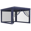 Tenda per Feste con 4 Pareti Laterali in Rete Blu HDPE 3x4 m Rivestimento Ferro