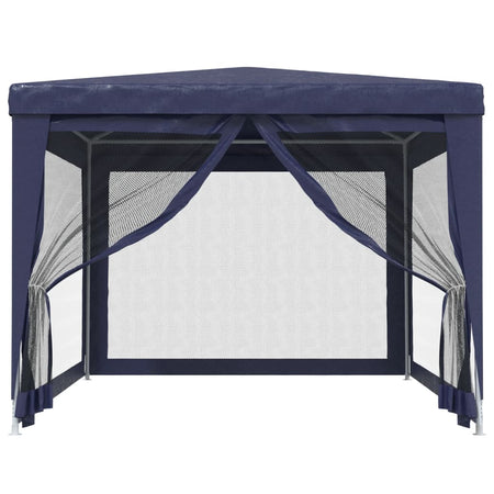 Tenda per Feste con 4 Pareti Laterali in Rete Blu HDPE 3x4 m Rivestimento Ferro