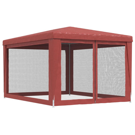 Tenda per Feste con Pareti Laterali in Rete Rossa HDPE Resistente All' acqua
