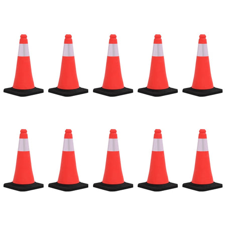 Coni Spartitraffico Riflettenti con Basi Pesanti 10 Pezzi 50 cm per Esterno